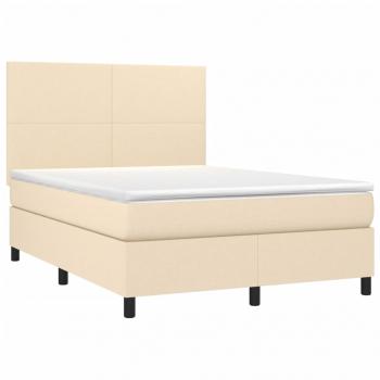 Boxspringbett mit Matratze Creme 140x190 cm Stoff