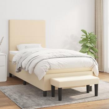 ARDEBO.de - Boxspringbett mit Matratze Creme 100x200 cm Stoff