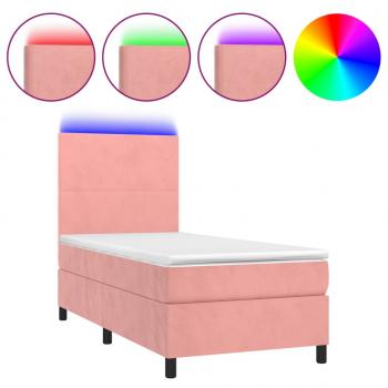 Boxspringbett mit Matratze & LED Rosa 80x200 cm Samt