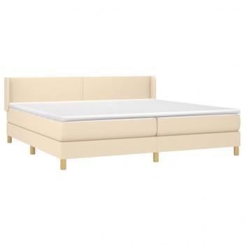 Boxspringbett mit Matratze Creme 200x200 cm Stoff