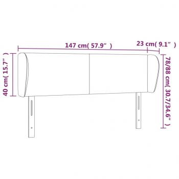 Kopfteil mit Ohren Schwarz 147x23x78/88 cm Samt