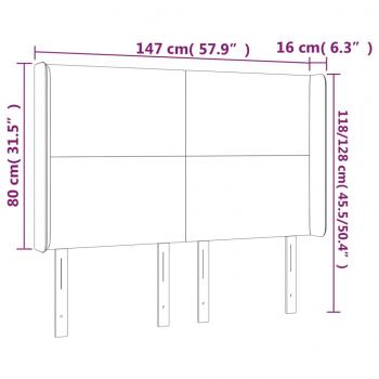 Kopfteil mit Ohren Grau 147x16x118/128 cm Kunstleder