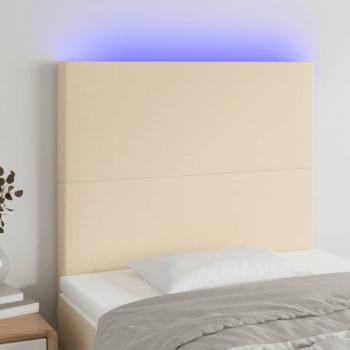 ARDEBO.de - LED Kopfteil Creme 100x5x118/128 cm Stoff