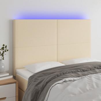 ARDEBO.de - LED Kopfteil Creme 144x5x118/128 cm Stoff