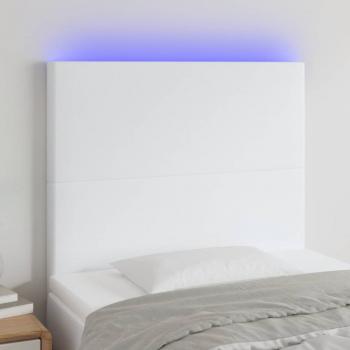 ARDEBO.de - LED Kopfteil Weiß 80x5x118/128 cm Kunstleder