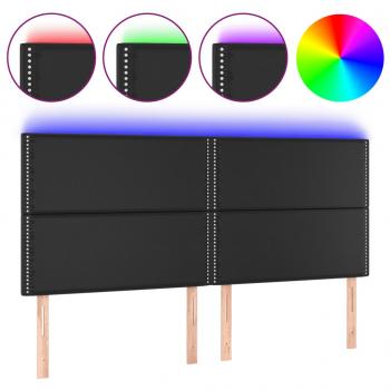 LED Kopfteil Schwarz 180x5x118/128 cm Kunstleder