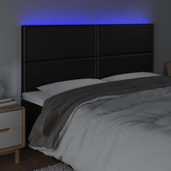 LED Kopfteil Schwarz 180x5x118/128 cm Kunstleder