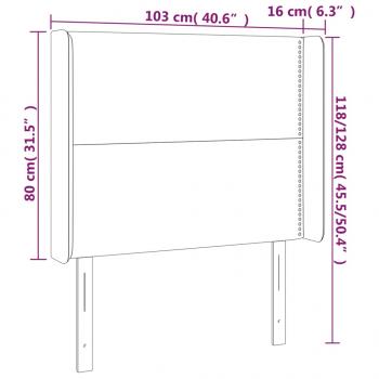 LED Kopfteil Schwarz 103x16x118/128 cm Samt