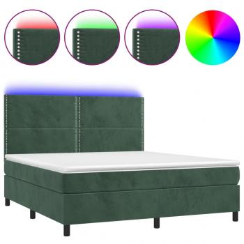 Boxspringbett mit Matratze & LED Dunkelgrün 180x200 cm Samt