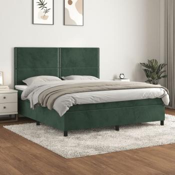 ARDEBO.de - Boxspringbett mit Matratze Dunkelgrün 180x200 cm Samt