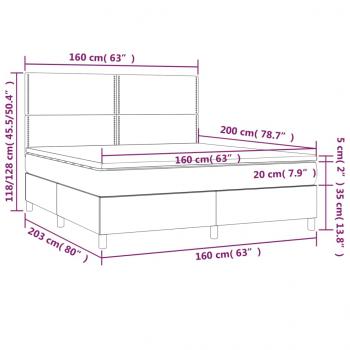 Boxspringbett mit Matratze Grau 160x200 cm Kunstleder