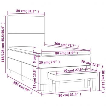 Boxspringbett mit Matratze Dunkelgrau 80x200 cm Stoff