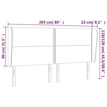 Kopfteil mit Ohren Schwarz 203x23x118/128 cm Samt