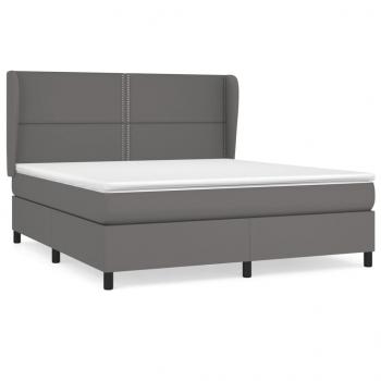 Boxspringbett mit Matratze Grau 160x200 cm Kunstleder