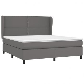 Boxspringbett mit Matratze Grau 160x200 cm Kunstleder