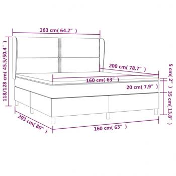 Boxspringbett mit Matratze Grau 160x200 cm Kunstleder