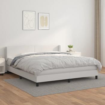 ARDEBO.de - Boxspringbett mit Matratze Weiß 160x200 cm Kunstleder