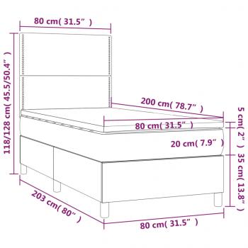 Boxspringbett mit Matratze & LED Schwarz 80x200 cm Kunstleder