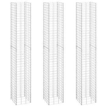 Gabionen-Hochbeete 3 Stk. 30x30x200 cm Eisen