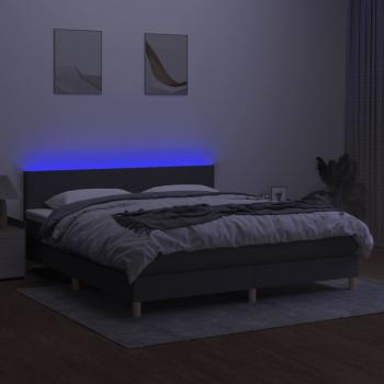 Boxspringbett mit Matratze & LED Dunkelgrau 160x200 cm Stoff