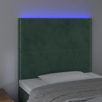 LED Kopfteil Dunkelgrün 90x5x118/128 cm Samt