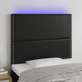 ARDEBO.de - LED Kopfteil Schwarz 80x5x118/128 cm Kunstleder