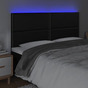 LED Kopfteil Schwarz 160x5x118/128 cm Kunstleder