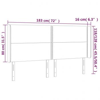 LED Kopfteil Grau 183x16x118/128 cm Kunstleder 