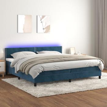 ARDEBO.de - Boxspringbett mit Matratze & LED Dunkelblau 200x200 cm Samt