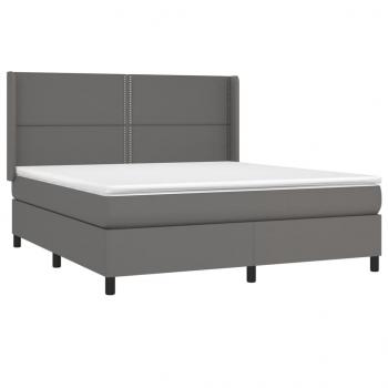 Boxspringbett mit Matratze & LED Grau 160x200 cm Kunstleder