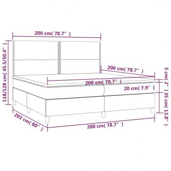 Boxspringbett mit Matratze & LED Schwarz 200x200 cm Samt