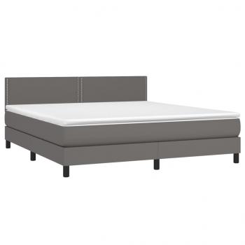 Boxspringbett mit Matratze Grau 180x200 cm Kunstleder