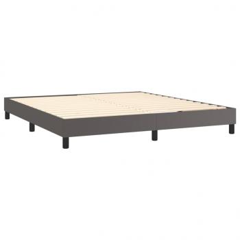 Boxspringbett mit Matratze Grau 180x200 cm Kunstleder