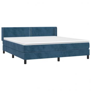 Boxspringbett mit Matratze Dunkelblau 180x200 cm Samt