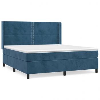 Boxspringbett mit Matratze Dunkelblau 180x200 cm Samt