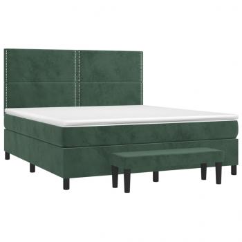 Boxspringbett mit Matratze Dunkelgrün 180x200 cm Samt