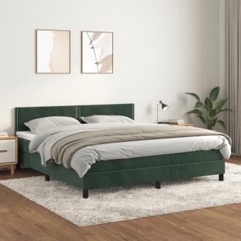 ARDEBO.de - Boxspringbett mit Matratze Dunkelgrün 180x200 cm Samt