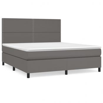 Boxspringbett mit Matratze Grau 180x200 cm Kunstleder