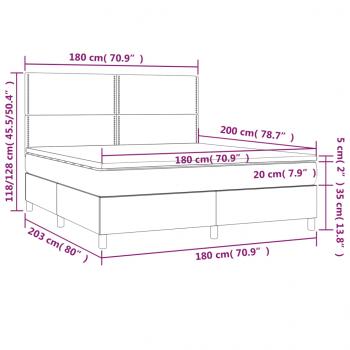 Boxspringbett mit Matratze Grau 180x200 cm Kunstleder