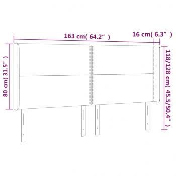 Kopfteil mit Ohren Grau 163x16x118/128 cm Kunstleder