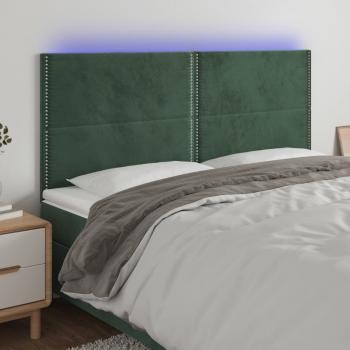 ARDEBO.de - LED Kopfteil Dunkelgrün 180x5x118/128 cm Samt