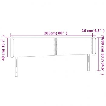 LED Kopfteil Hellgrau 203x16x78/88 cm Samt