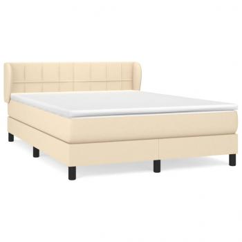 Boxspringbett mit Matratze Creme 140x200 cm Stoff