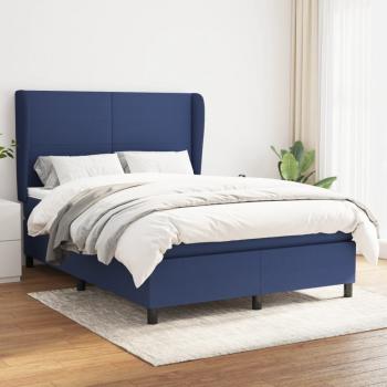 ARDEBO.de - Boxspringbett mit Matratze Blau 140x190 cm Stoff