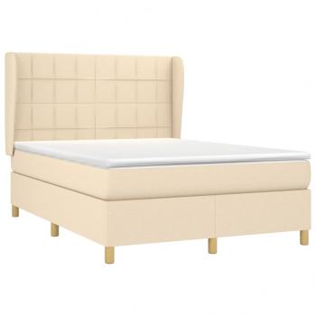 Boxspringbett mit Matratze Creme 140x200 cm Stoff