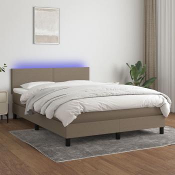 ARDEBO.de - Boxspringbett mit Matratze & LED Taupe 140x190 cm Stoff