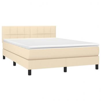 Boxspringbett mit Matratze & LED Creme 140x200 cm Stoff