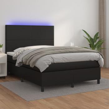 ARDEBO.de - Boxspringbett mit Matratze & LED Schwarz 140x200 cm Kunstleder