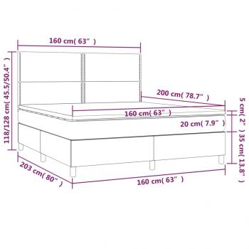 Boxspringbett mit Matratze & LED Weiß 160x200 cm Kunstleder