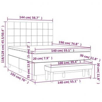 Boxspringbett mit Matratze Hellgrau 140x190 cm Stoff